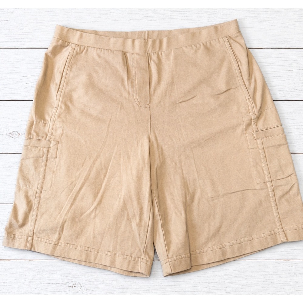 J. Jill Shorts Tan Cotton Knit Cargo Casual Elastic Waist Small
